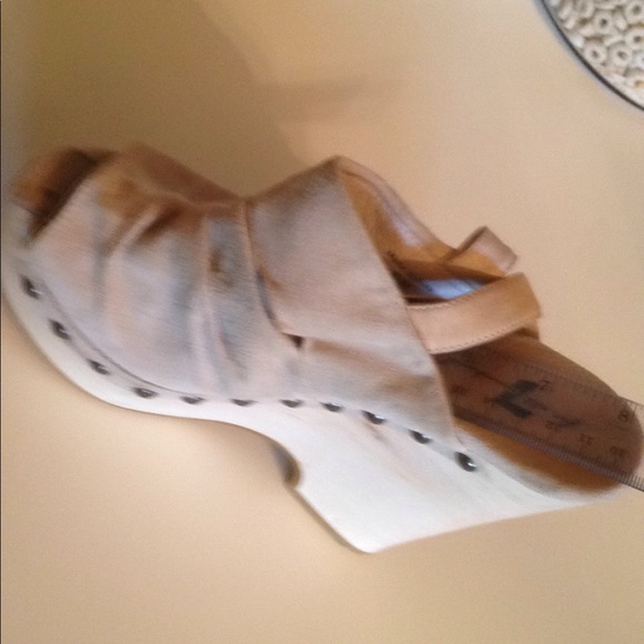 NWOT 7FAM SEVEN 4 ALL MANKIND SUEDE&WOOD PLATFORM - Picture 3 of 6